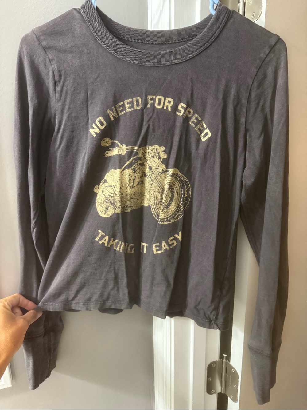 aerie Brown Long Sleeve Tee with White Logo Print